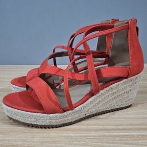 NEW Eileen Fisher Wanda Espadrille Sandal Tangela Orange Suede Size 8